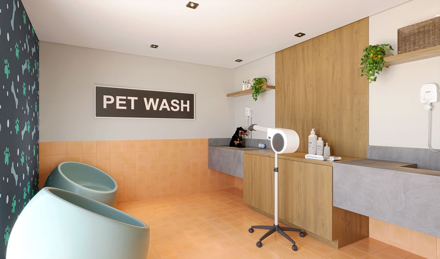 Pet wash do Graal Parque Home Resort, em Itaquera — perspectiva ilustrativa