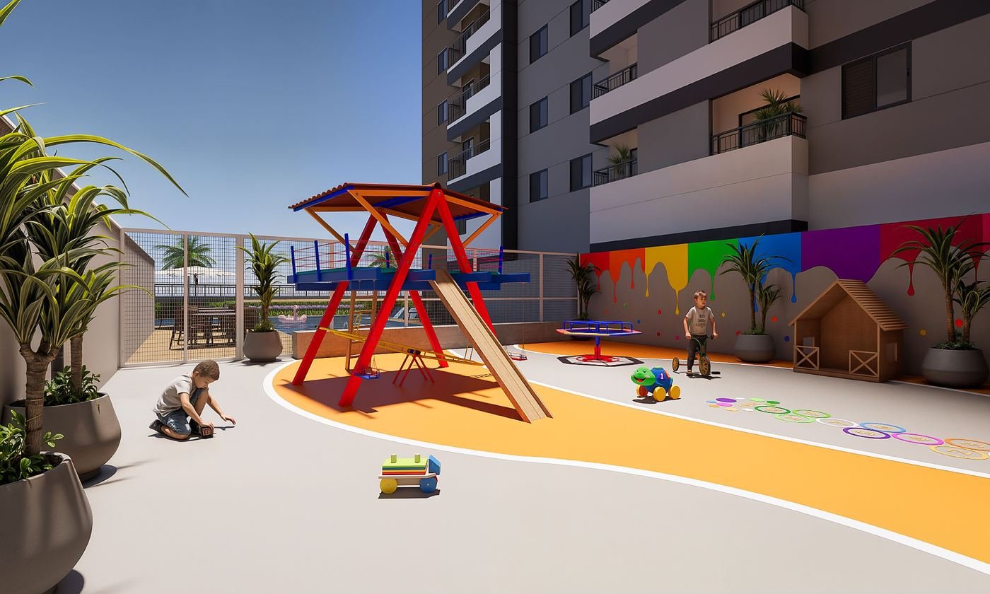 Playground do HUG Vitality Dom Bosco, em Vila Brasil, Itaquera — perspectiva ilustrativa