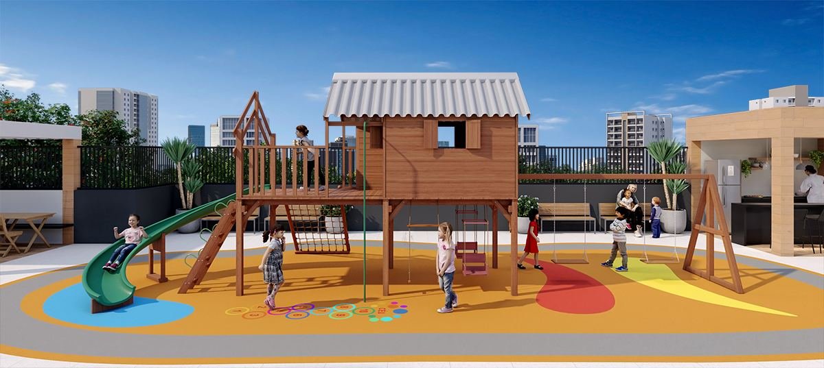 Playground do Link Itaquera, em Vila Carmosina, Itaquera — perspectiva ilustrativa