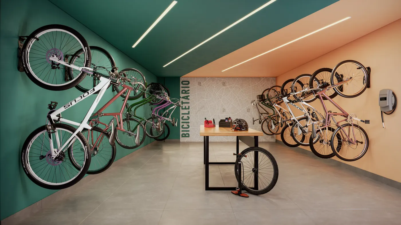 Bicicletário do Mood Tatuapé — perspectiva ilustrativa