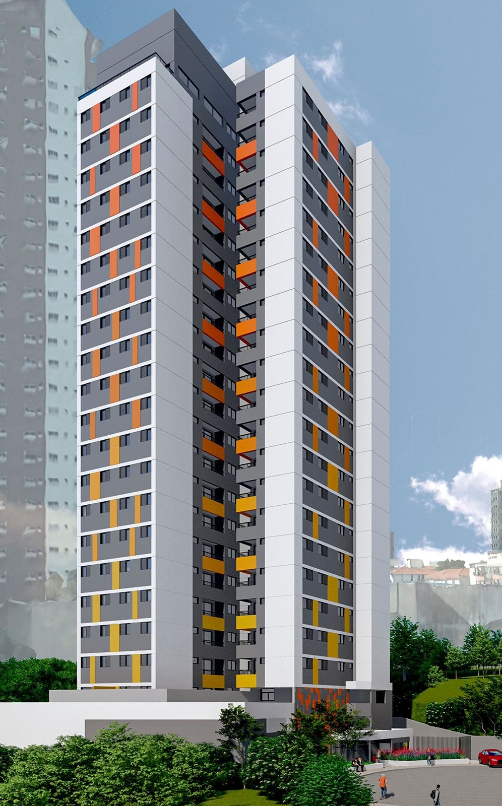 Fachada do Next Santana, em Santana — perspectiva ilustrativa