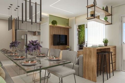 Sugestão de decoração do apartamento do Origem Itaquera, em Colônia, Itaquera — perspectiva ilustrativa