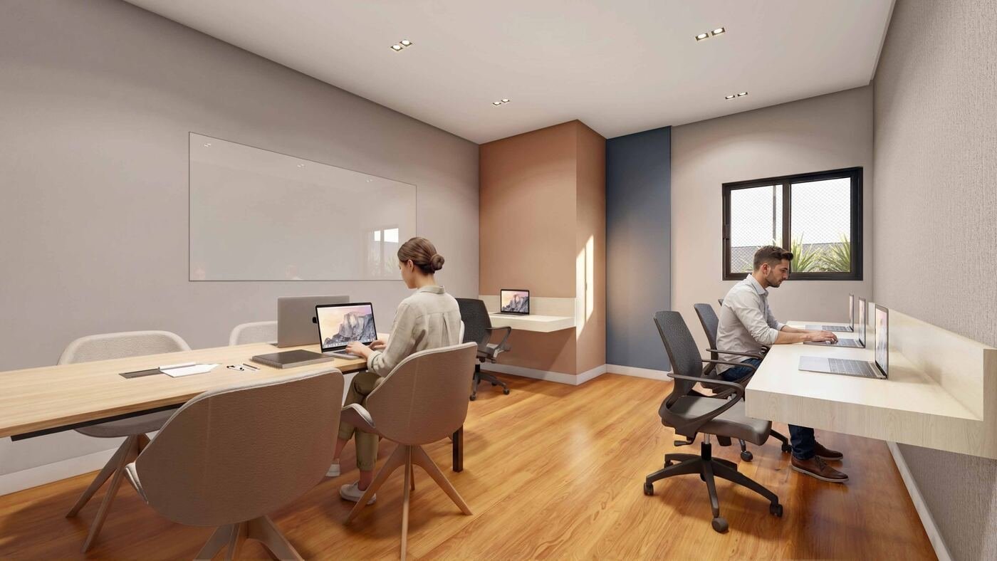 Coworking no Residencial Paradiso Itaquera — perspectiva ilustrativa