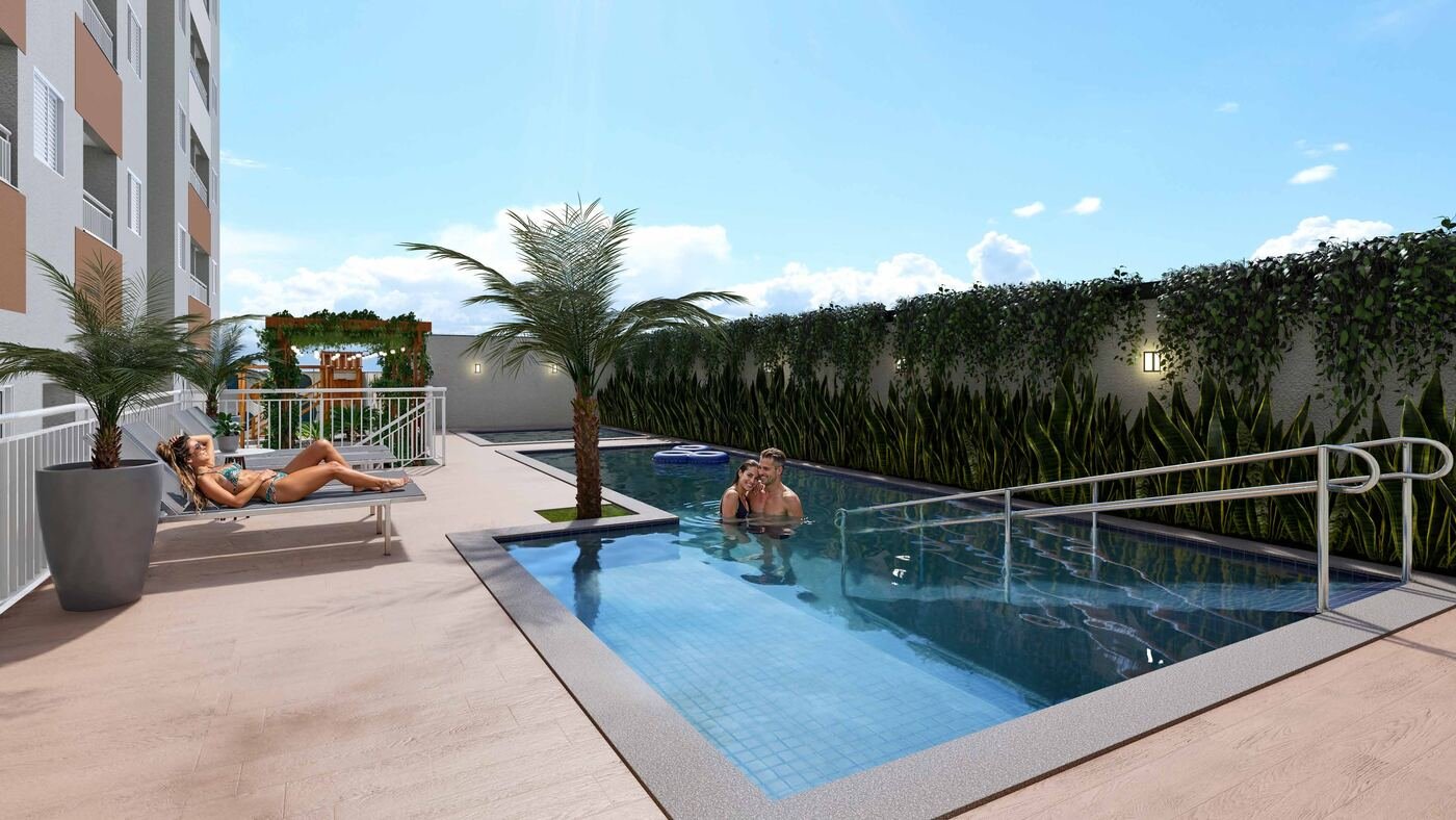 Piscina do Residencial Paradiso Itaquera — perspectiva ilustrativa