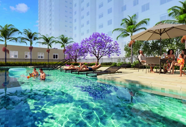 Piscina adulto do Parque Aruá São Mateus, perspectiva ilustrativa