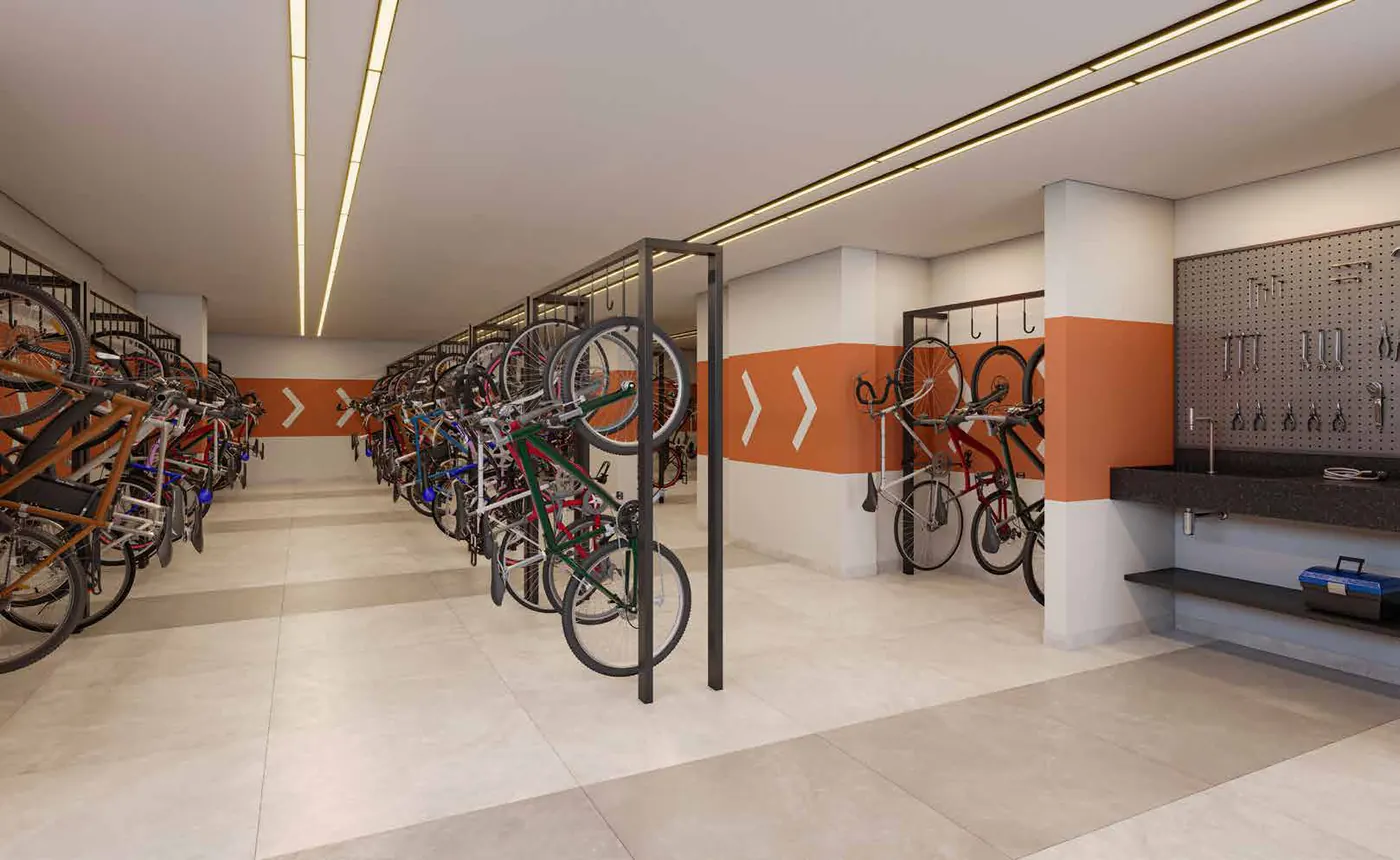 Bicicletário do Unni Brás Residences, perspectiva ilustrativa