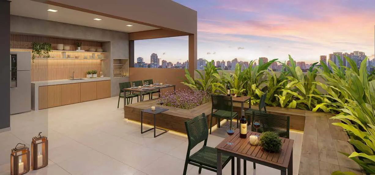 Churrasqueira do Unni Brás Residences, perspectiva ilustrativa