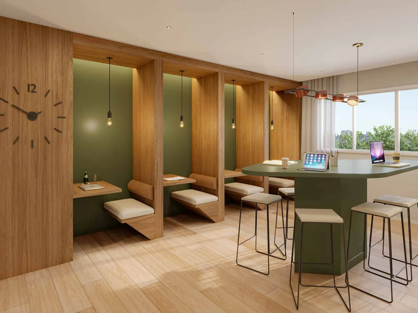 Coworking do Unni Brás Residences, perspectiva ilustrativa