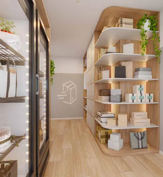 Espaço delivery do Unni Brás Residences, perspectiva ilustrativa