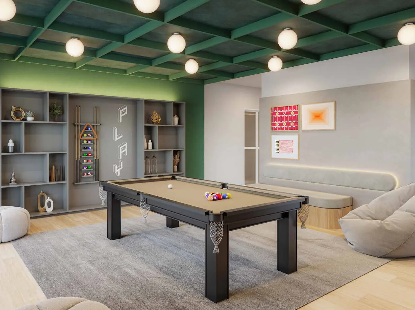 Espaço jogos do Unni Brás Residences, perspectiva ilustrativa