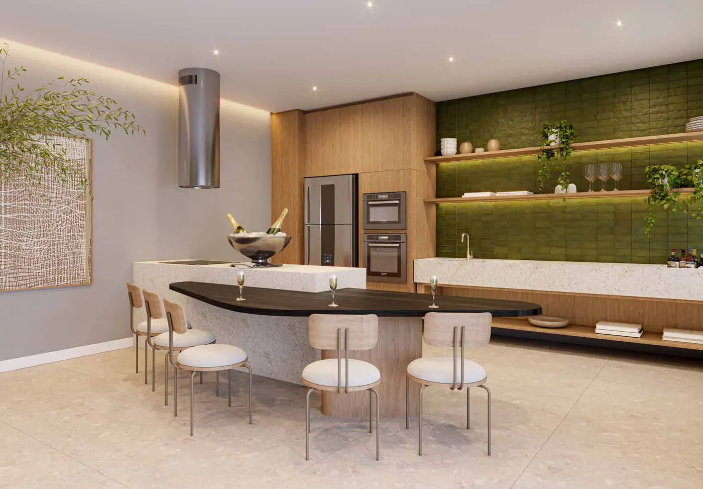 Gourmet do Unni Brás Residences, perspectiva ilustrativa