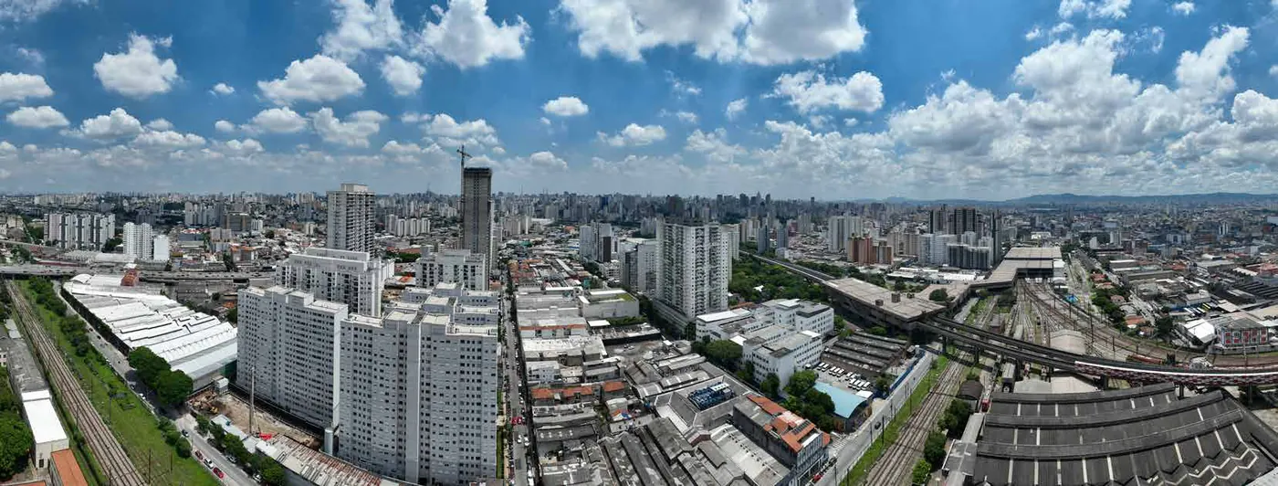 Foto aérea do Brás com a região do Unni Brás Residences