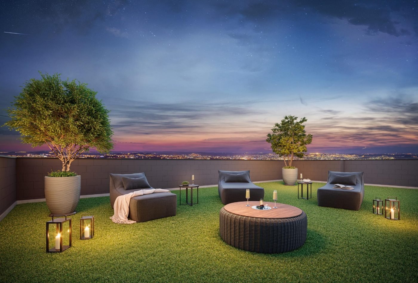 Lounge rooftop do Vivaz Connection Adolfo Pinheiro, Vivaz em Santo Amaro, perspectiva ilustrativa