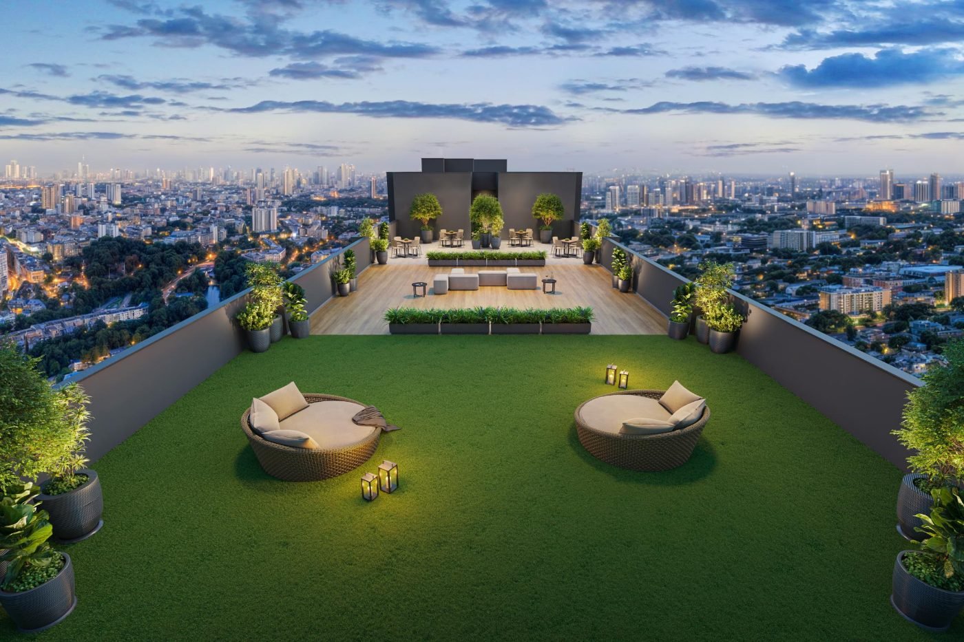Lounge rooftop do Vivaz Parque Tiquatira, Vivaz na Penha, perspectiva ilustrativa